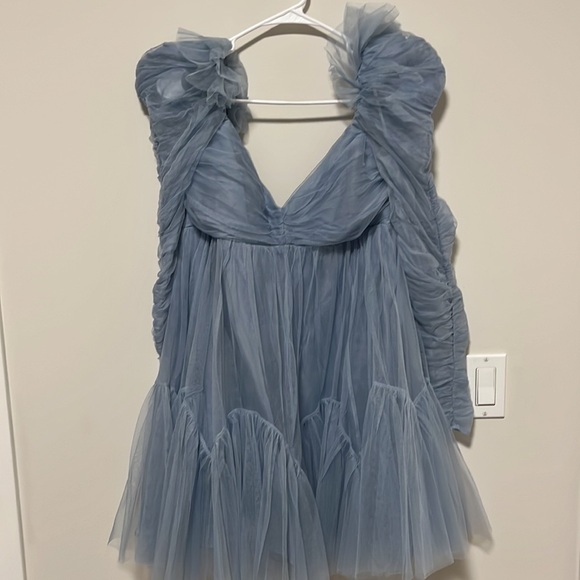 Zimmermann Ruched Tulle Dress Blue - Picture 3 of 11